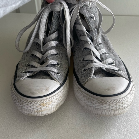 Converse high top silver gray tweed knit sneakers - Picture 7 of 12